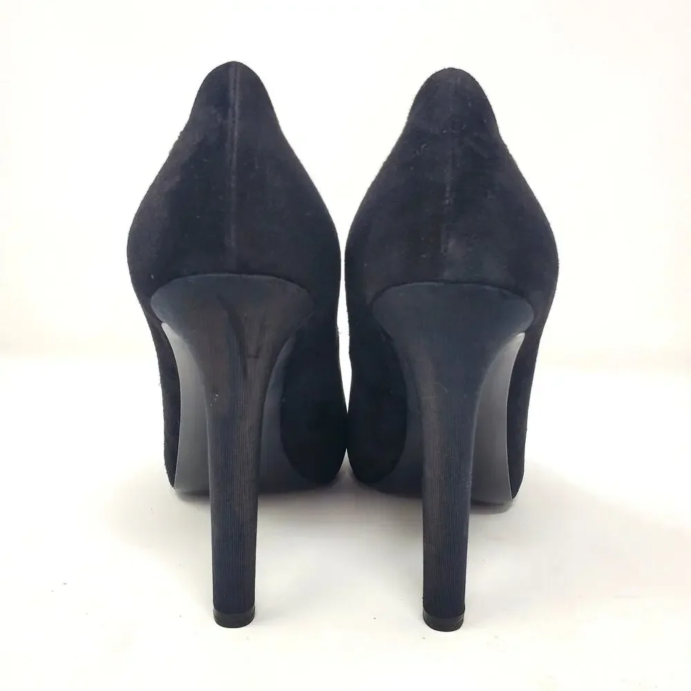 Chanel 2018 Interlocking CC Logo Pumps High Heel Suede Leather Black 39.5 US 9.5